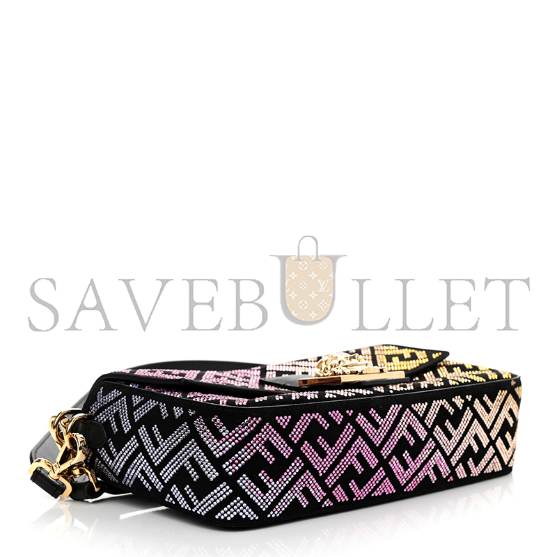 F**di x versace mamma bucket leather x rhinestone shoulder bag black (27*15*6cm)